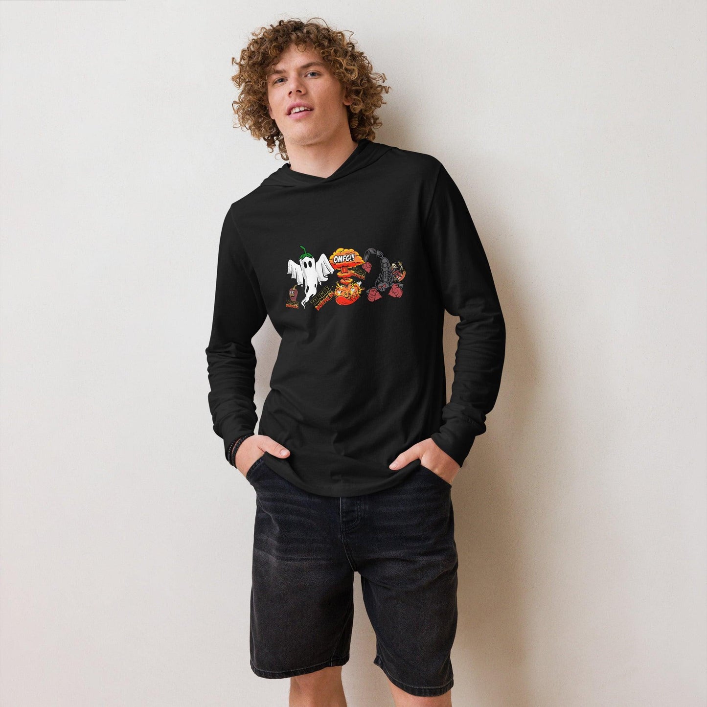 Hooded long-sleeve tee - Tongue Burners Hot Sauce