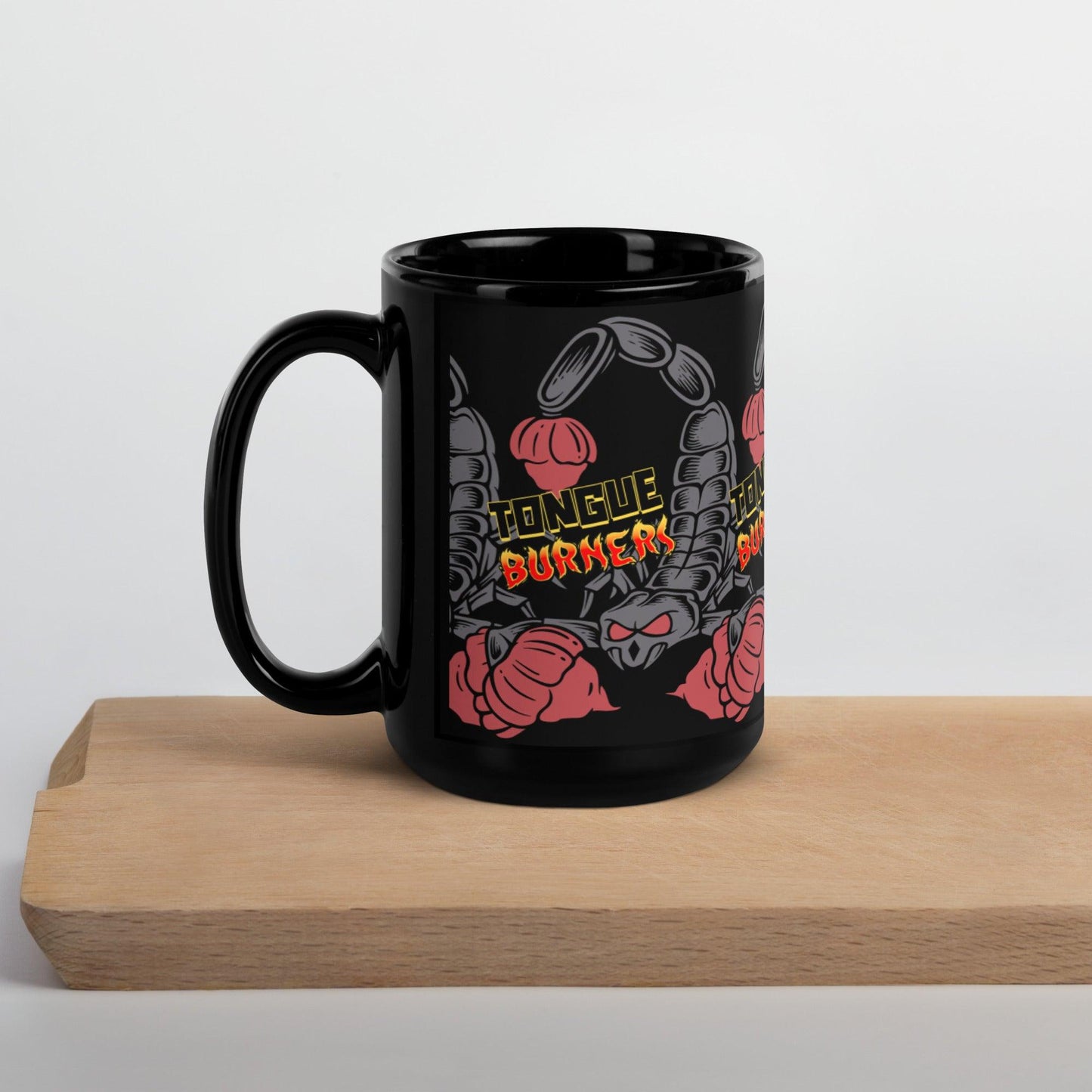 Scorpion Pepper Black Glossy Mug - Tongue Burners Hot Sauce