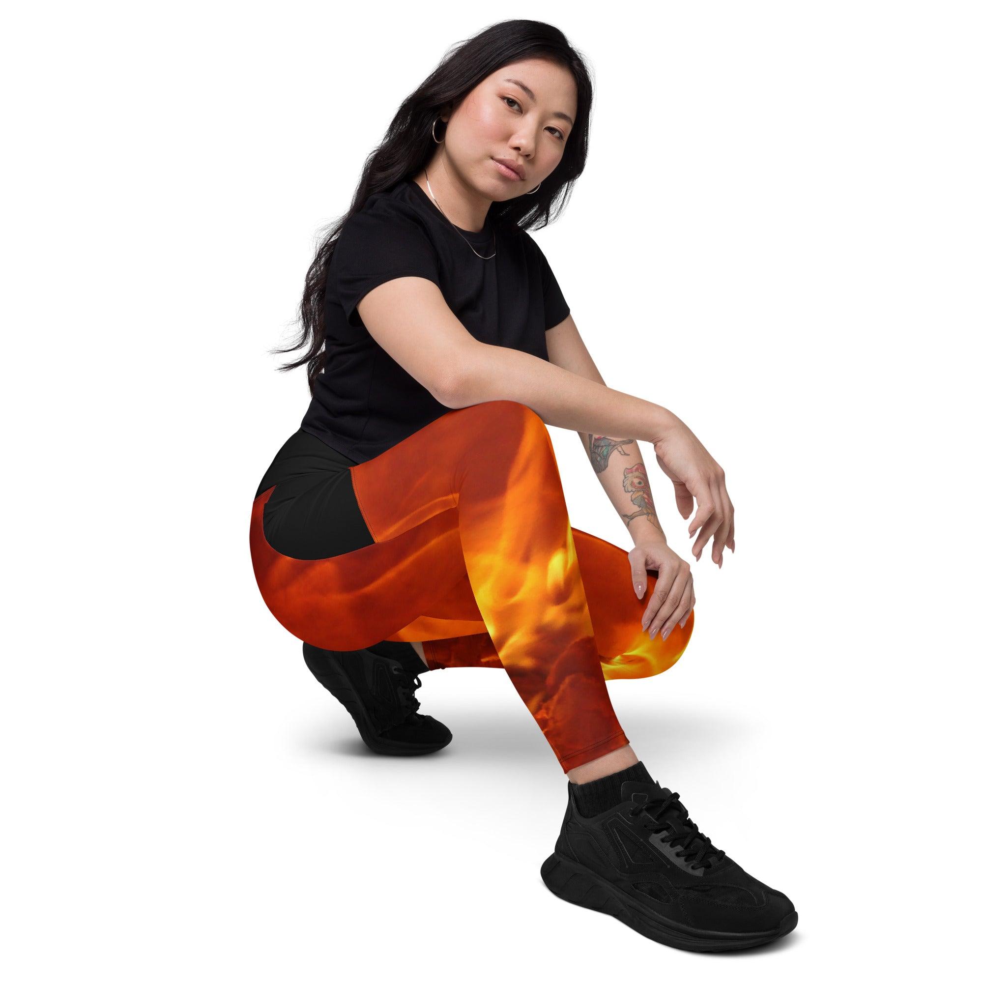 Flame Leggings W pockets Tongue Burners Hot Sauce