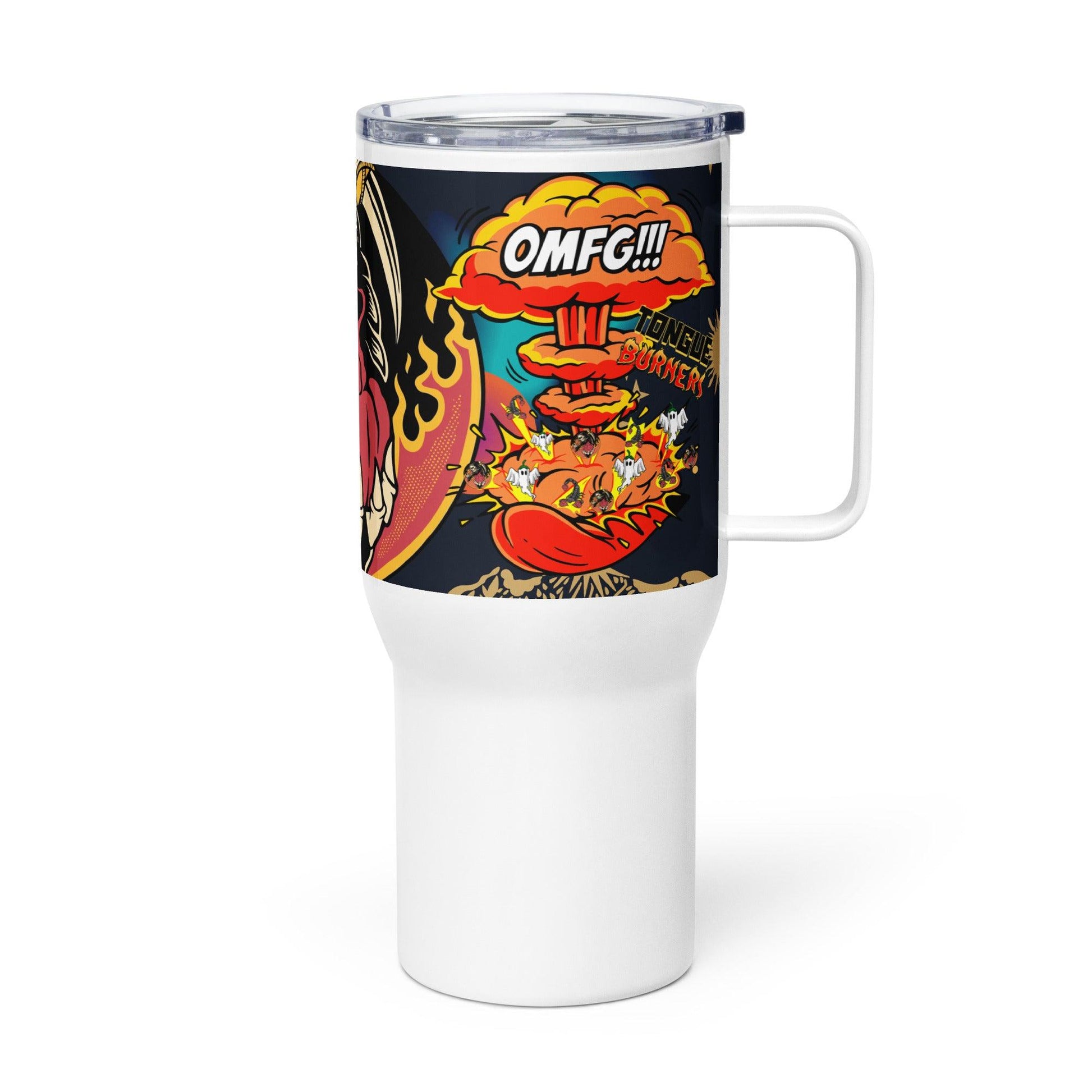 Travel mug with a handle - Tongue Burners Hot Sauce