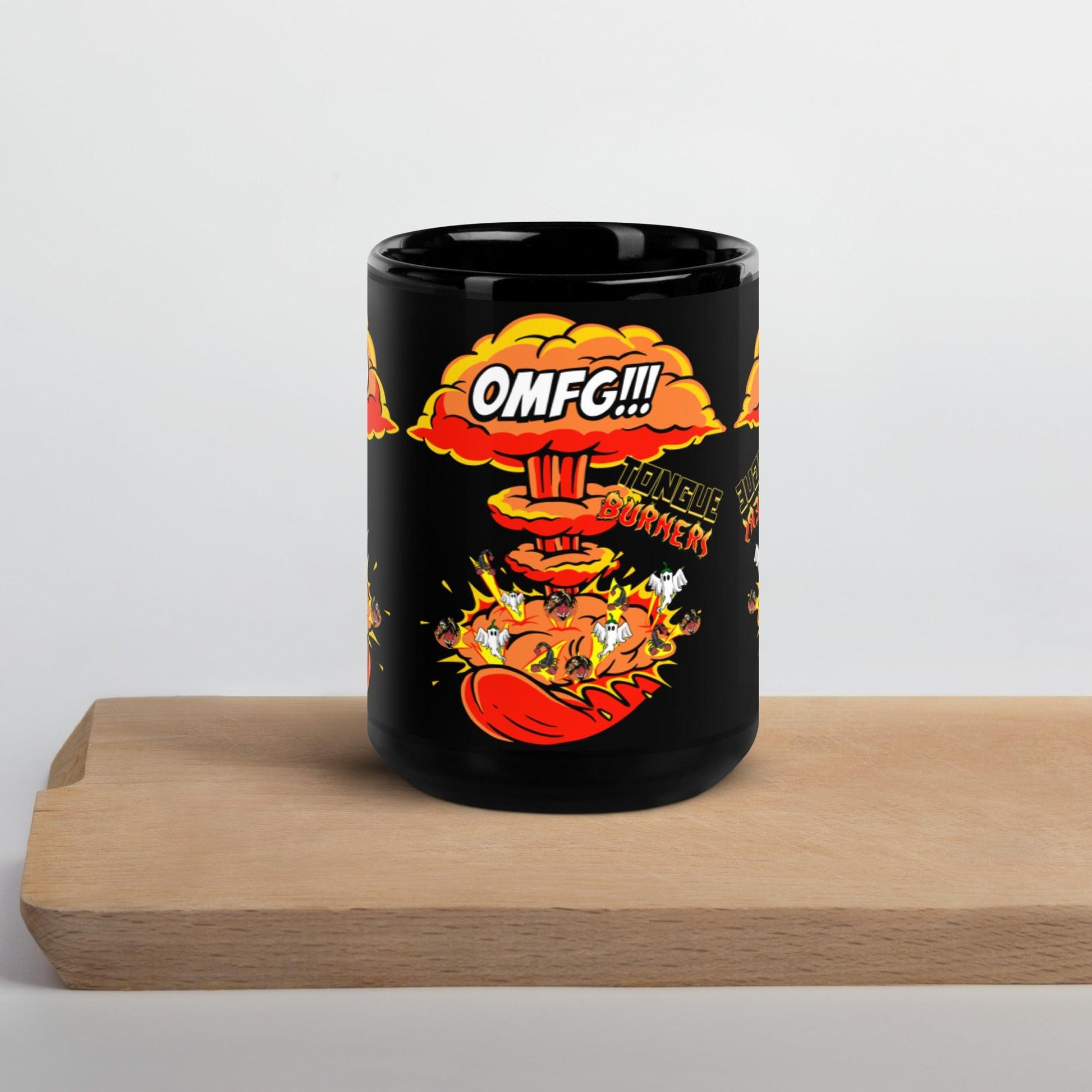 OMFG!!! Black Glossy Mug - Tongue Burners Hot Sauce