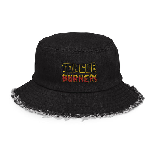 Distressed denim bucket hat - Tongue Burners Hot Sauce
