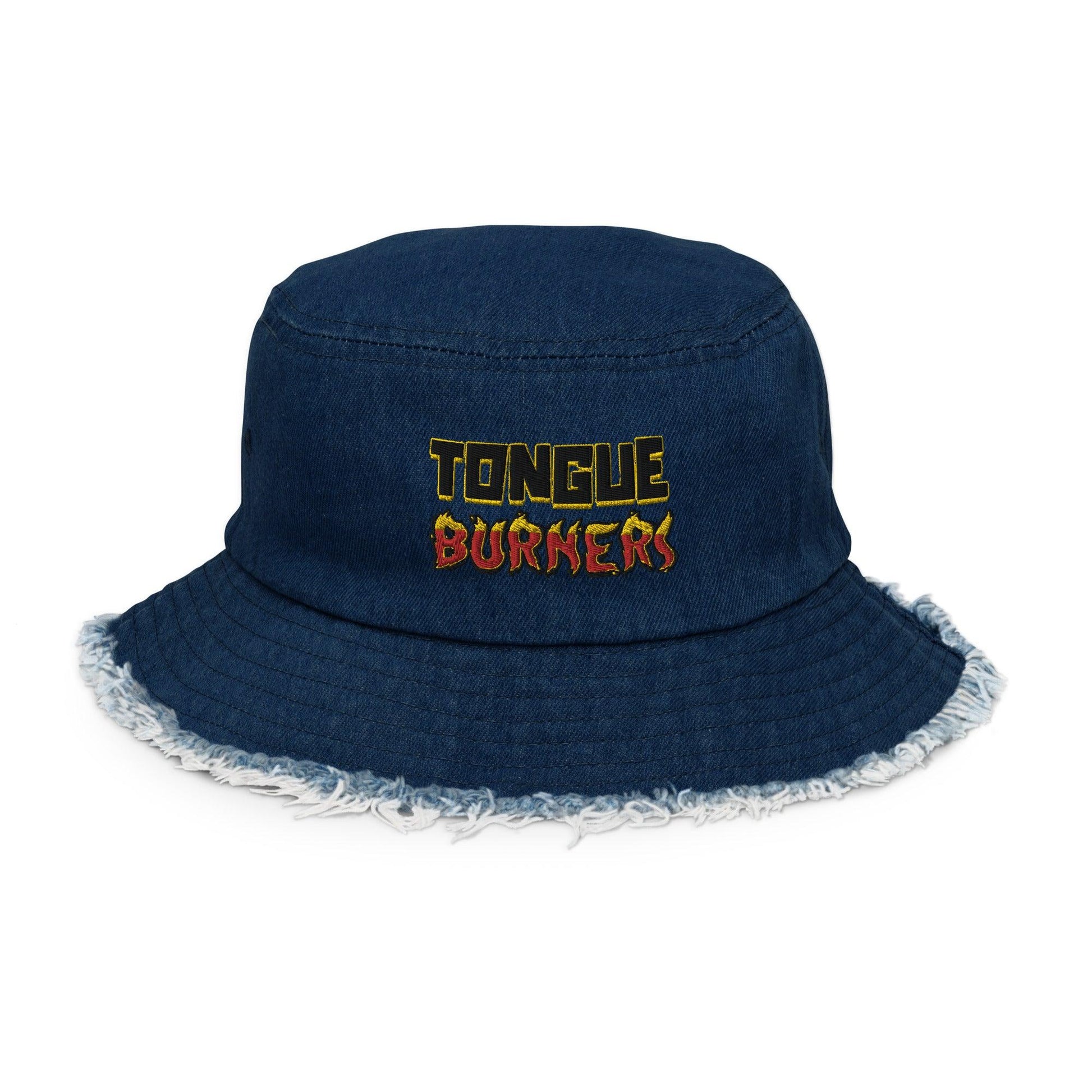 Distressed denim bucket hat - Tongue Burners Hot Sauce